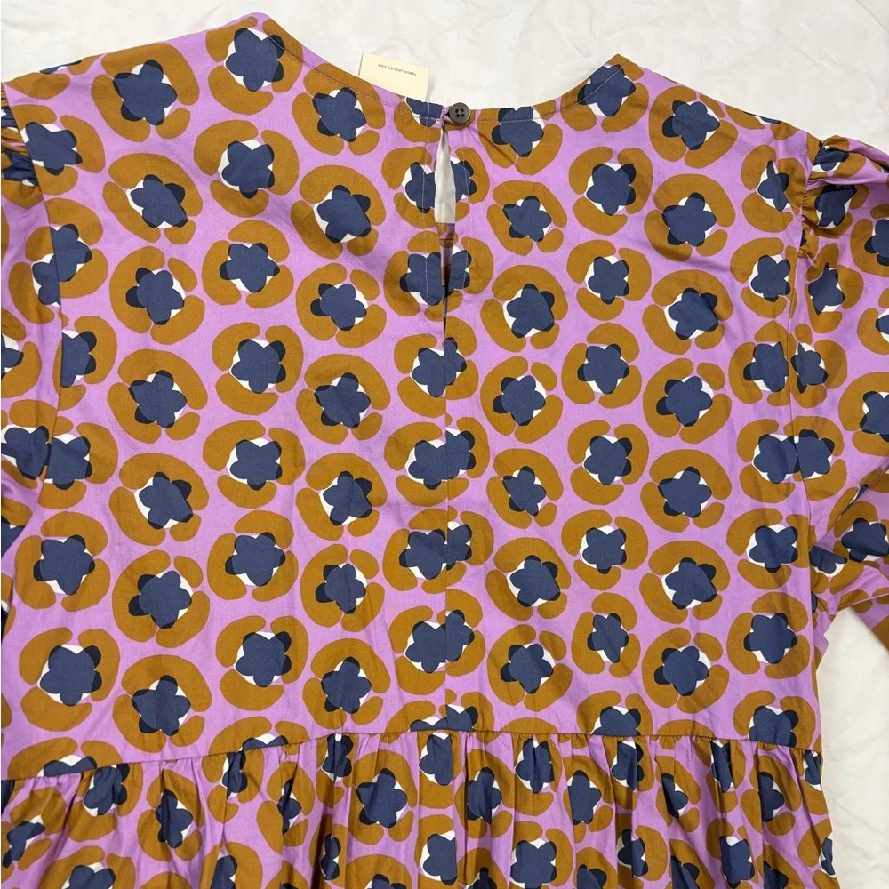 NEW Tea Collection Adult Puff Sleeve Dress Size Small Leopard Floral Midi Cotton - Picture 7 of 9